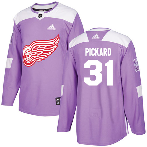 Adidas Red Wings #31 Calvin Pickard Purple Authentic Fights Cancer Stitched Youth NHL Jersey
